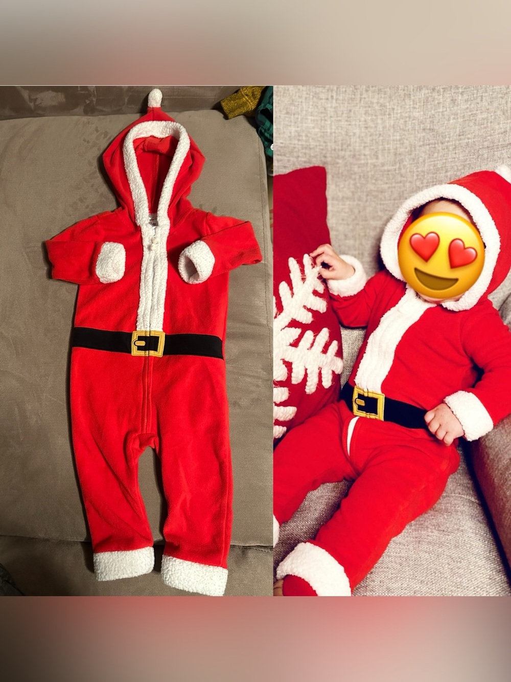 Carter’s Santa fleece Hooded One-Piece 12mo